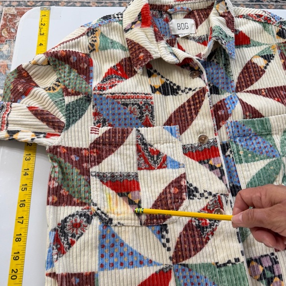 BDG Urban Outfitters Serena Patchwork Corduroy Shacket Jacket Size Small Petite - Picture 10 of 13